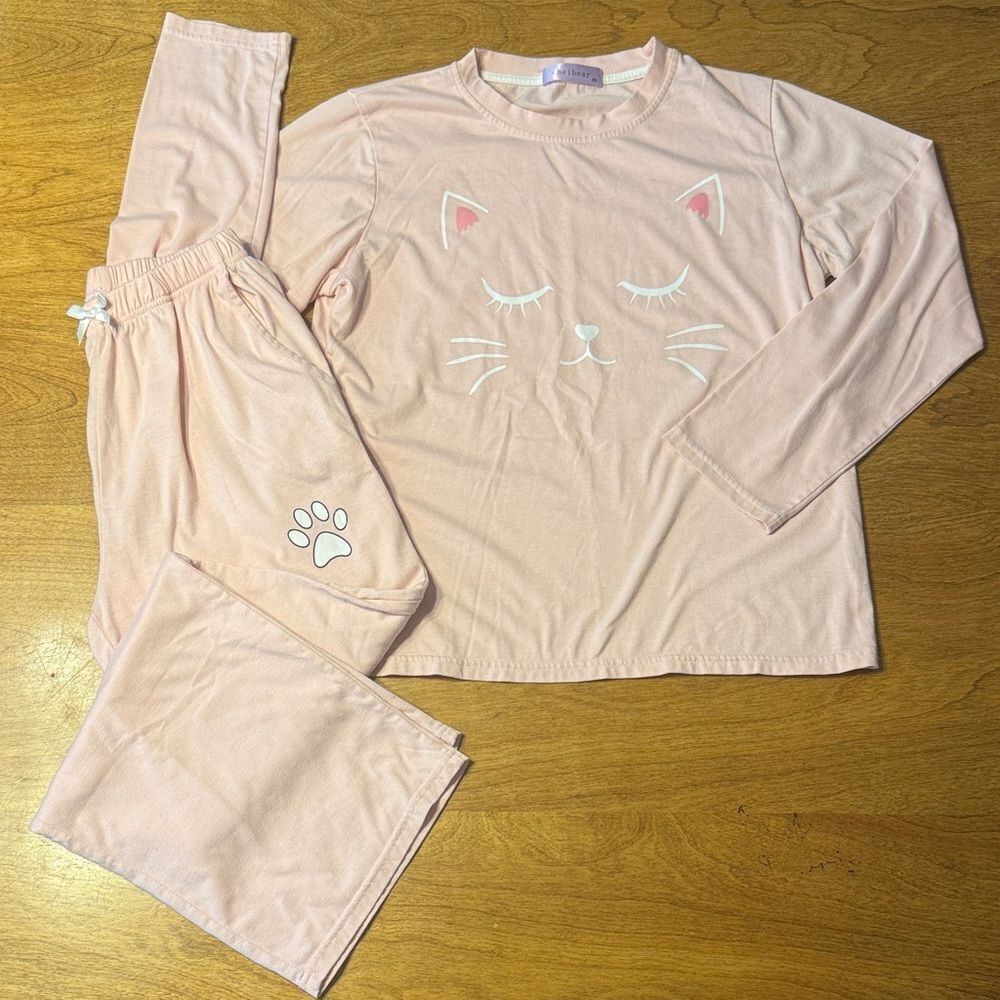 Adorable Pink Cat Pajama Set for Women